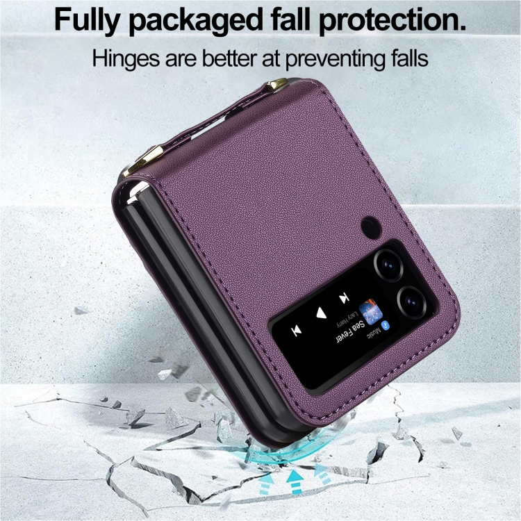 For Samsung Galaxy Z Flip4 5G LC.IMEEKE L1 Series Frosted Fine Texture PU Phone Case with Lanyard(Purple) For Samsung Galaxy Z Flip4 5G LC.IMEEKE L1 Series Frosted Fine Texture PU Phone Case with Lanyard(Purple)