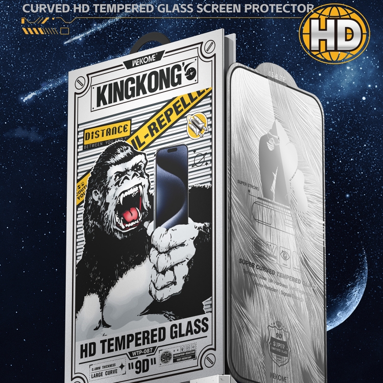 For iPhone 16 Pro Max WK WTP-087 Space King Kong 9D Curved HD Tempered Glass Screen Protector For iPhone 16 Pro Max WK WTP-087 Space King Kong 9D Curved HD Tempered Glass Screen Protector