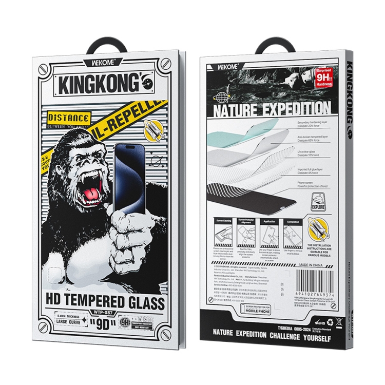 For iPhone 16 Pro Max WK WTP-087 Space King Kong 9D Curved HD Tempered Glass Screen Protector For iPhone 16 Pro Max WK WTP-087 Space King Kong 9D Curved HD Tempered Glass Screen Protector