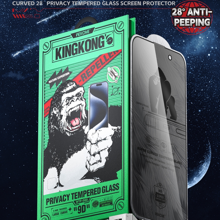 For iPhone 16 Pro WK WTP-088 Space King Kong 9D Curved 28 Degree Privacy Tempered Glass Film For iPhone 16 Pro WK WTP-088 Space King Kong 9D Curved 28 Degree Privacy Tempered Glass Film