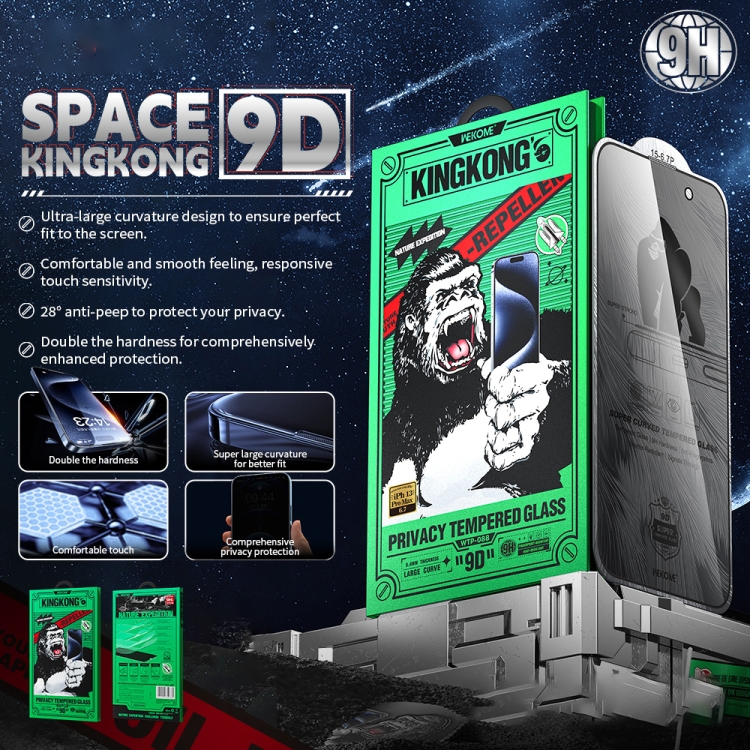 For iPhone 16 Pro WK WTP-088 Space King Kong 9D Curved 28 Degree Privacy Tempered Glass Film For iPhone 16 Pro WK WTP-088 Space King Kong 9D Curved 28 Degree Privacy Tempered Glass Film