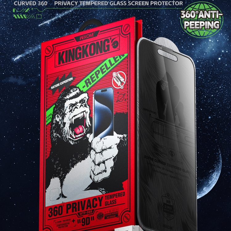 For iPhone 16 Pro WK WTP-089 Space King Kong 9D Curved 360 Degree Privacy Tempered Glass Film For iPhone 16 Pro WK WTP-089 Space King Kong 9D Curved 360 Degree Privacy Tempered Glass Film
