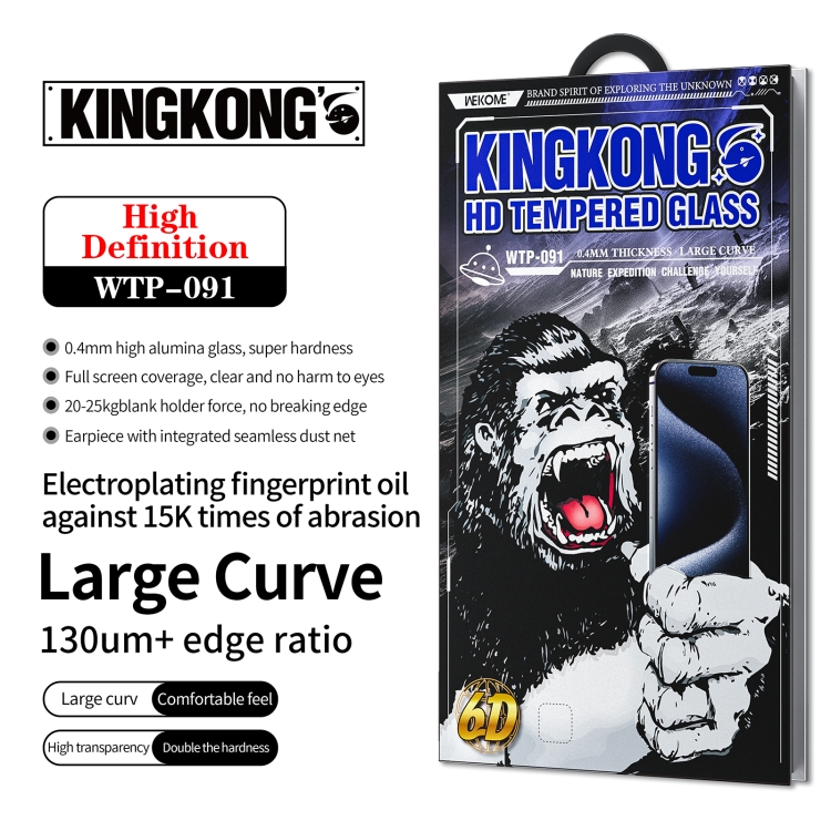 For iPhone 16 Pro Max WK WTP-091 King Kong 6D Curved HD Tempered Glass Film For iPhone 16 Pro Max WK WTP-091 King Kong 6D Curved HD Tempered Glass Film