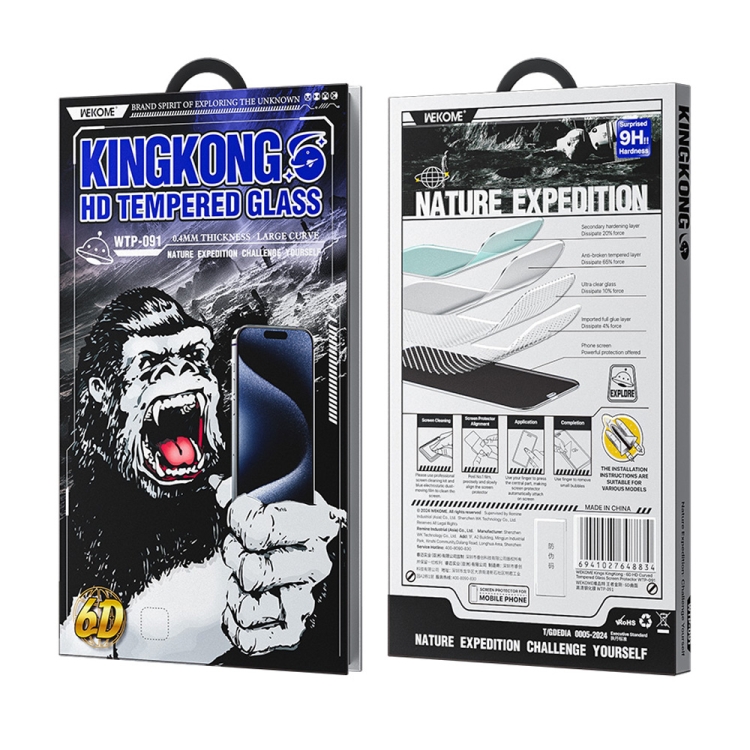 For iPhone 16 Pro Max WK WTP-091 King Kong 6D Curved HD Tempered Glass Film For iPhone 16 Pro Max WK WTP-091 King Kong 6D Curved HD Tempered Glass Film