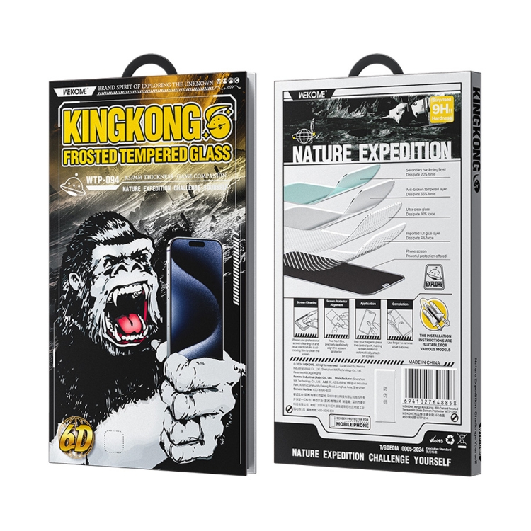 For iPhone 16 / 15 WK WTP-094 King Kong 6D Curved Frosted Tempered Glass Film For iPhone 16 / 15 WK WTP-094 King Kong 6D Curved Frosted Tempered Glass Film