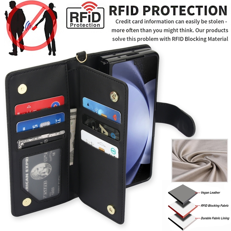 For Samsung Galaxy Z Fold6 Multi-Card Wallet RFID Leather Phone Case(Black) For Samsung Galaxy Z Fold6 Multi-Card Wallet RFID Leather Phone Case(Black)