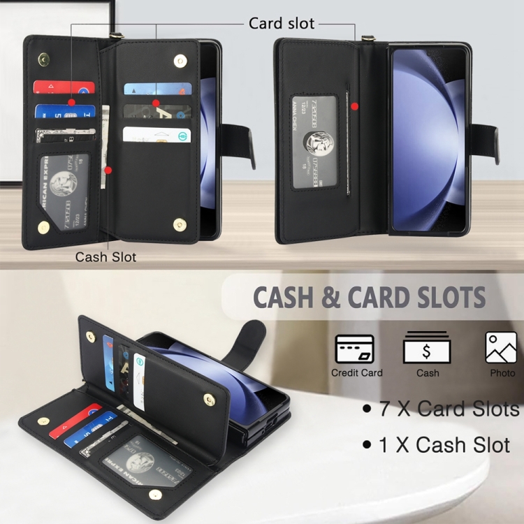 For Samsung Galaxy Z Fold6 Multi-Card Wallet RFID Leather Phone Case(Black) For Samsung Galaxy Z Fold6 Multi-Card Wallet RFID Leather Phone Case(Black)