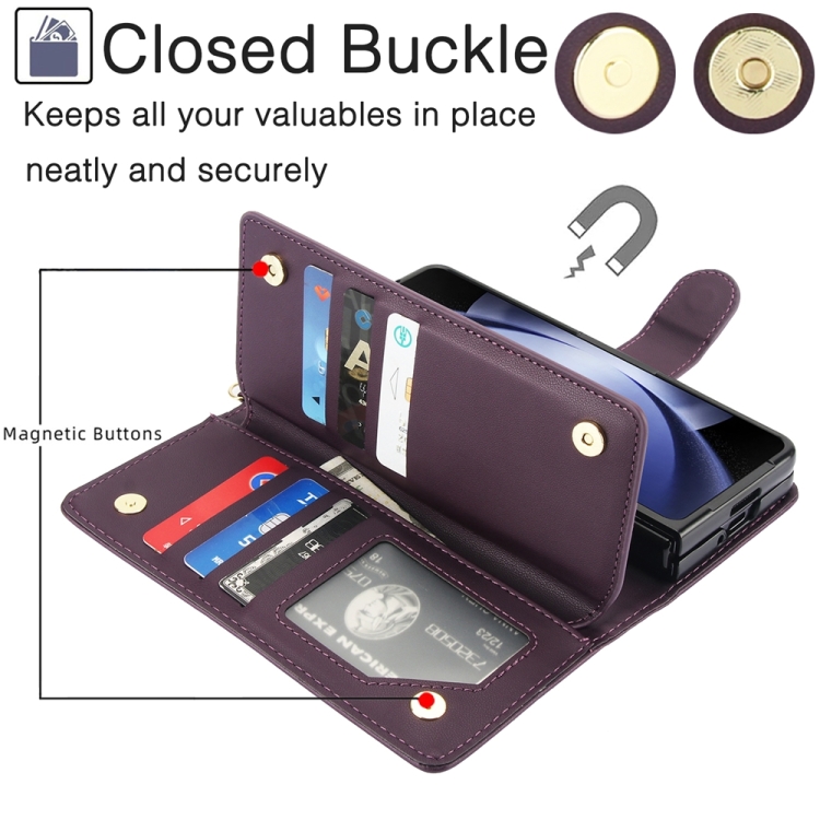 For Samsung Galaxy Z Fold5 Multi-Card Wallet RFID Leather Phone Case(Dark Purple) For Samsung Galaxy Z Fold5 Multi-Card Wallet RFID Leather Phone Case(Dark Purple)