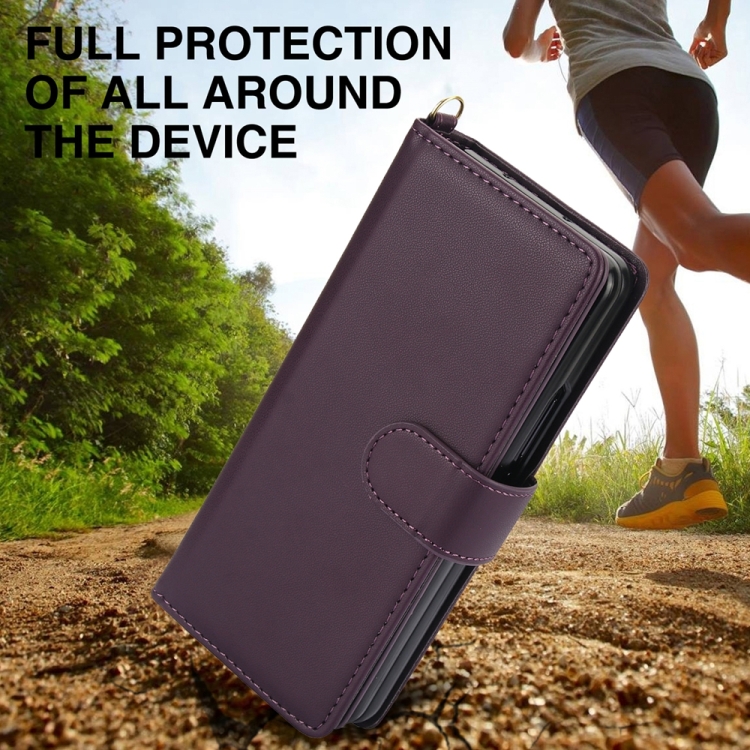 For Samsung Galaxy Z Fold5 Multi-Card Wallet RFID Leather Phone Case(Dark Purple) For Samsung Galaxy Z Fold5 Multi-Card Wallet RFID Leather Phone Case(Dark Purple)