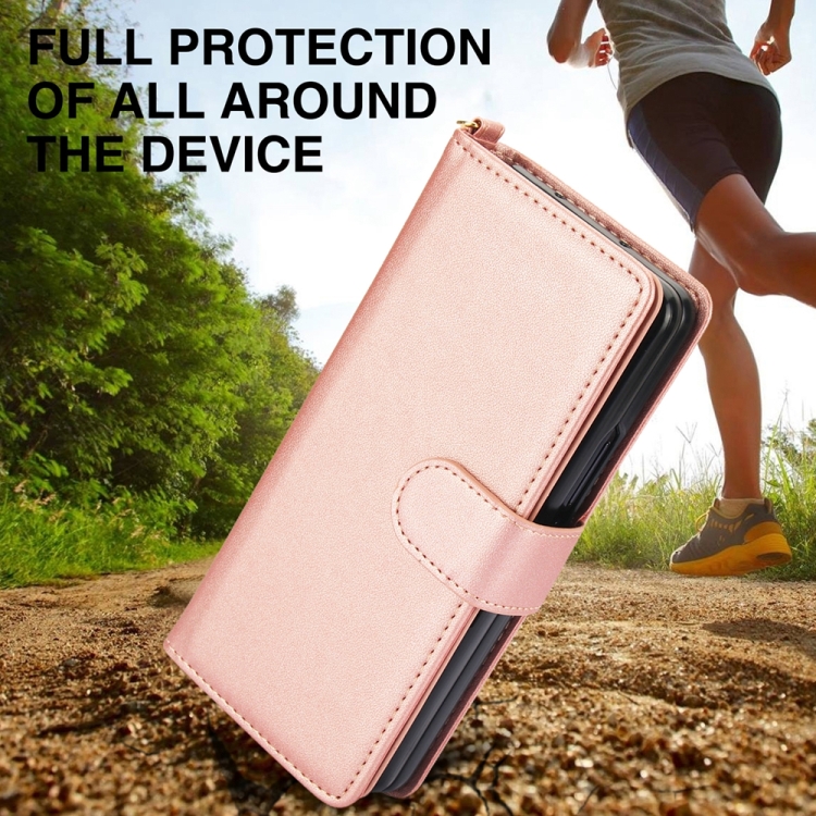 For Samsung Galaxy Z Fold4 Multi-Card Wallet RFID Leather Phone Case(Rose Gold) For Samsung Galaxy Z Fold4 Multi-Card Wallet RFID Leather Phone Case(Rose Gold)