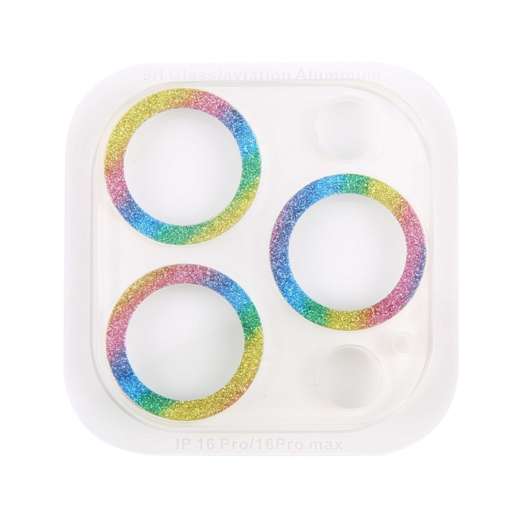 For iPhone 16 Pro / 16 Pro Max Glitter Ring Tempered Glass Camera Lens Film(Colorful) For iPhone 16 Pro / 16 Pro Max Glitter Ring Tempered Glass Camera Lens Film(Colorful)