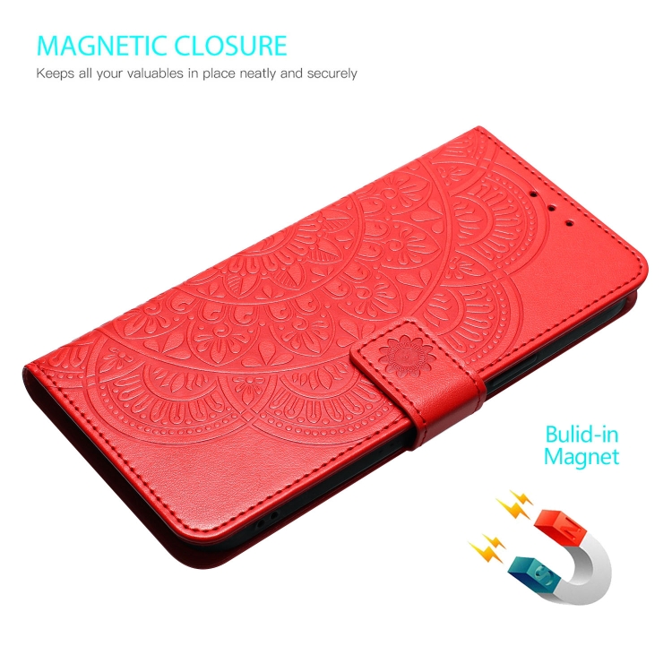 For Redmi Note 14 5G Flower Embossed Leather Phone Case(Red)