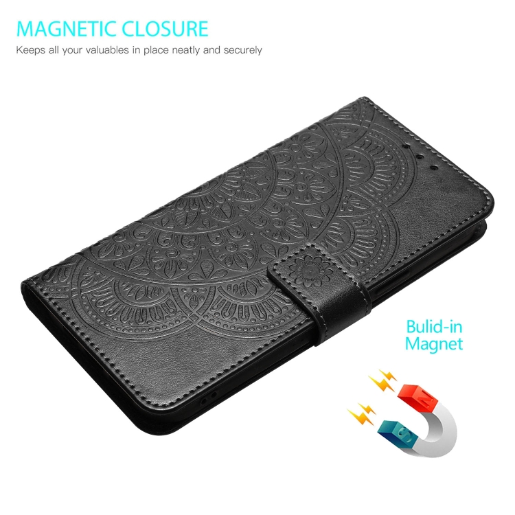 For Redmi Note 14 Pro+ 5G Flower Embossed Leather Phone Case(Black)