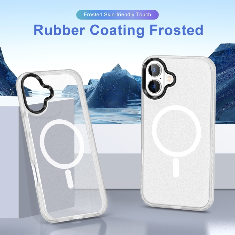 For iPhone 16 Plus Frosted Skin Feel MagSafe Transparent Phone Case(White) For iPhone 16 Plus Frosted Skin Feel MagSafe Transparent Phone Case(White)