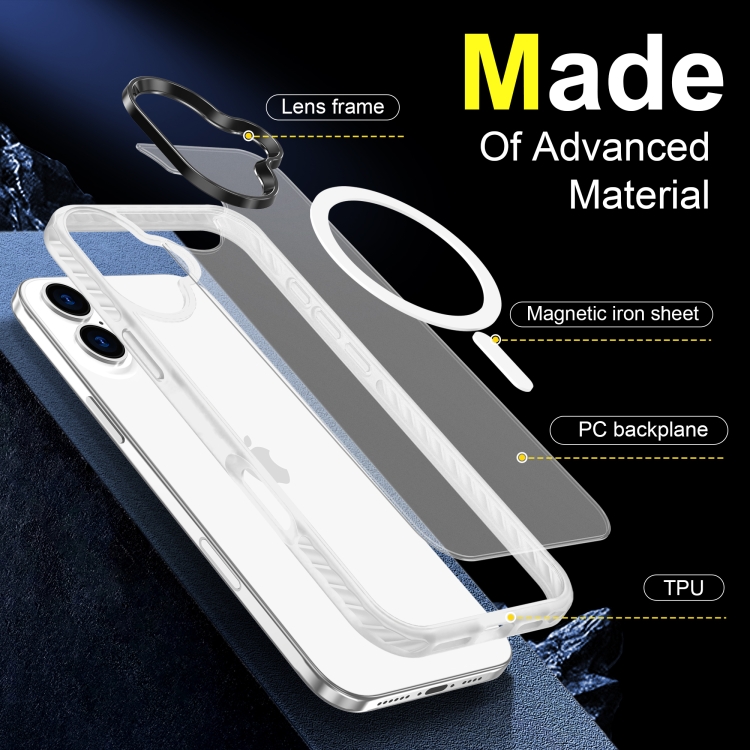 For iPhone 16 Plus Frosted Skin Feel MagSafe Transparent Phone Case(White) For iPhone 16 Plus Frosted Skin Feel MagSafe Transparent Phone Case(White)