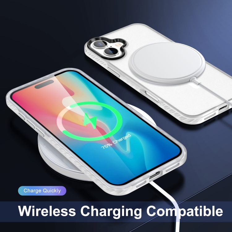 For iPhone 16 Plus Frosted Skin Feel MagSafe Transparent Phone Case(White) For iPhone 16 Plus Frosted Skin Feel MagSafe Transparent Phone Case(White)