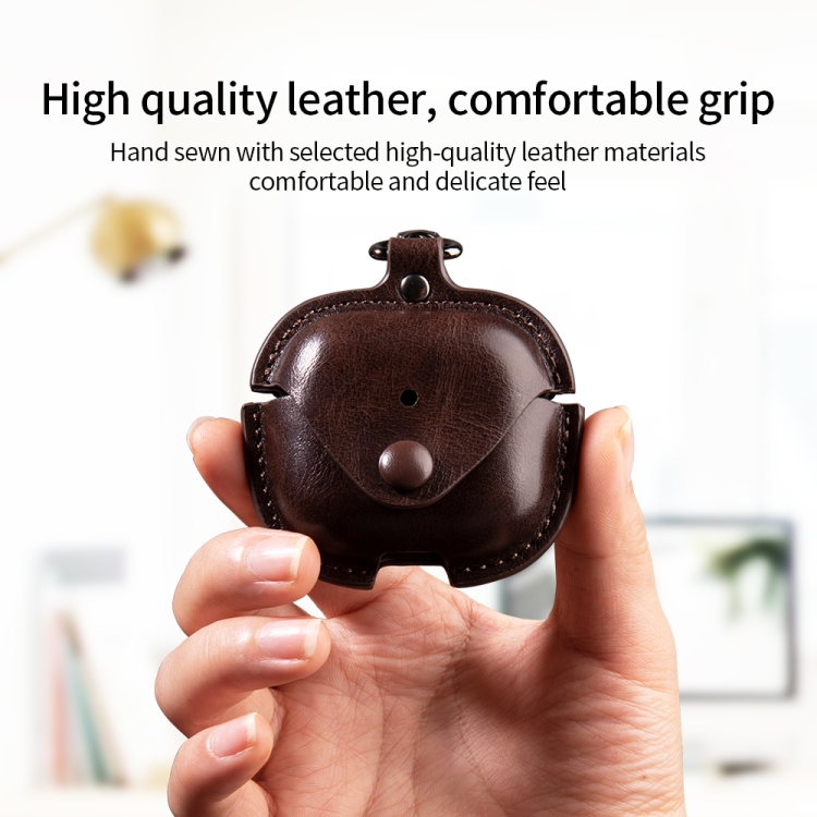 For AirPods 4 Business Leather Earphone Protective Case with Hook(Black) For AirPods 4 Business Leather Earphone Protective Case with Hook(Black)