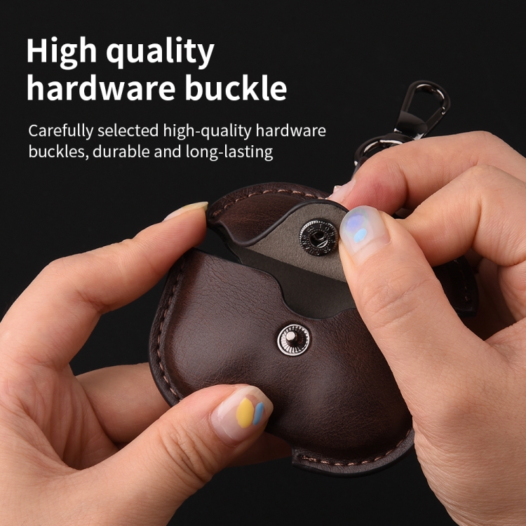 For AirPods 4 Business Leather Earphone Protective Case with Hook(Black) For AirPods 4 Business Leather Earphone Protective Case with Hook(Black)