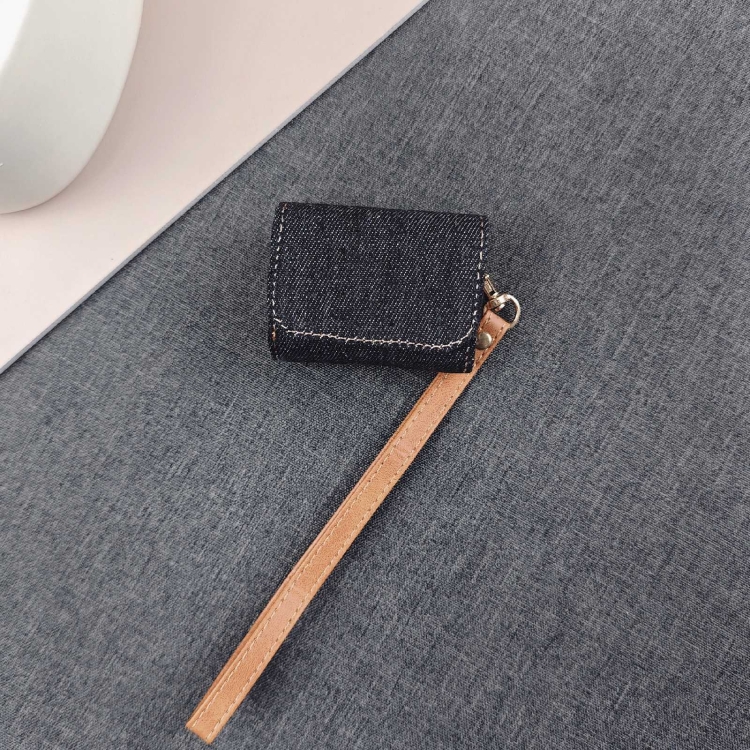 For AirPods Pro 2 Cowboy Fabric Texture PU Headset Protective Bag(Black) For AirPods Pro 2 Cowboy Fabric Texture PU Headset Protective Bag(Black)