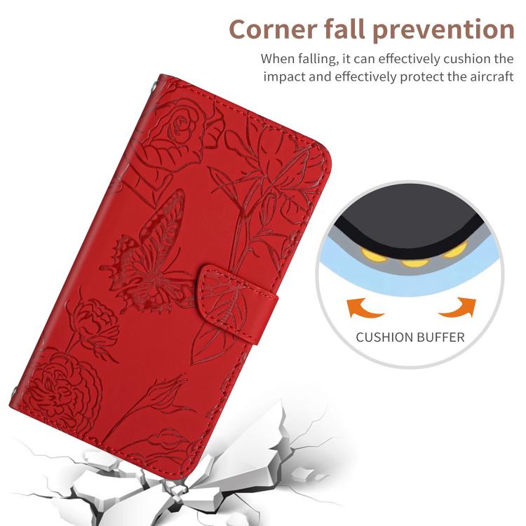 For Xiaomi 17 Pro Skin Feel Butterfly Embossed Flip Leather Phone Case(Red)