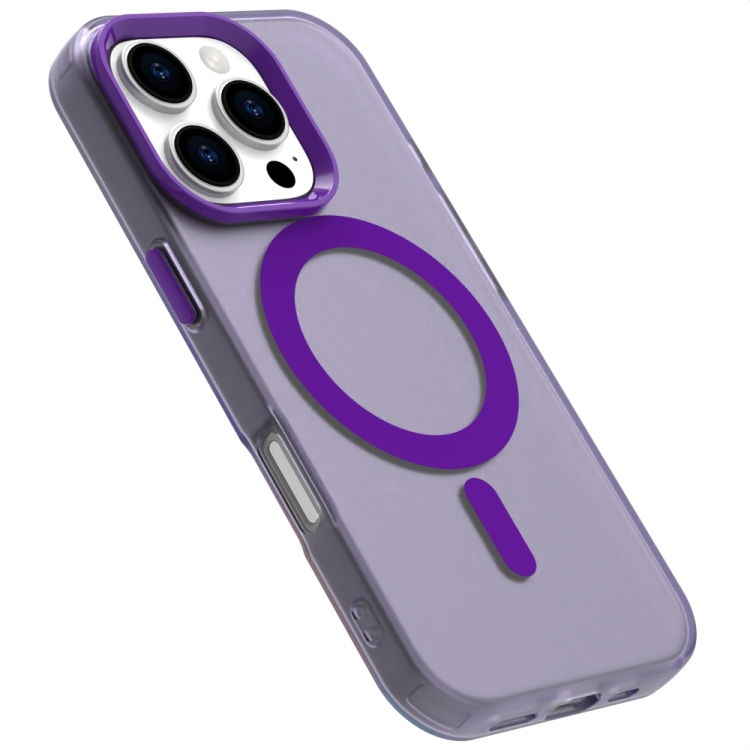 For iPhone 16 Pro Candy Magsafe PC Hybrid TPU Phone Case(Purple)