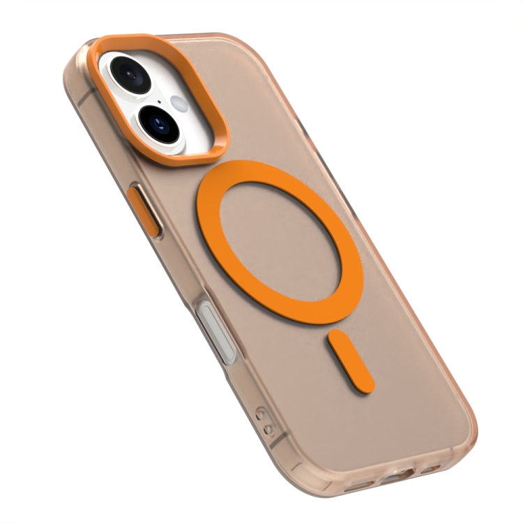 For iPhone 16 Candy Magsafe PC Hybrid TPU Phone Case(Orange)