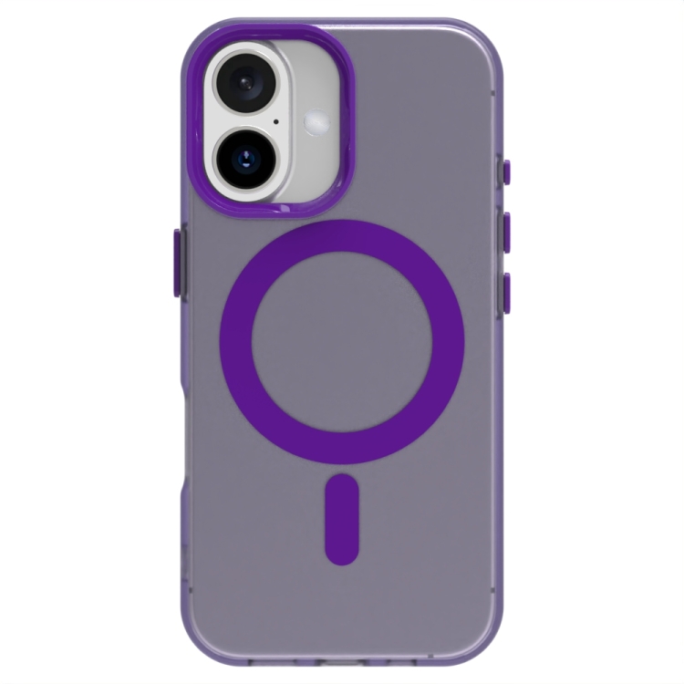 For iPhone 16 Candy Magsafe PC Hybrid TPU Phone Case(Purple) For iPhone 16 Candy Magsafe PC Hybrid TPU Phone Case(Purple)