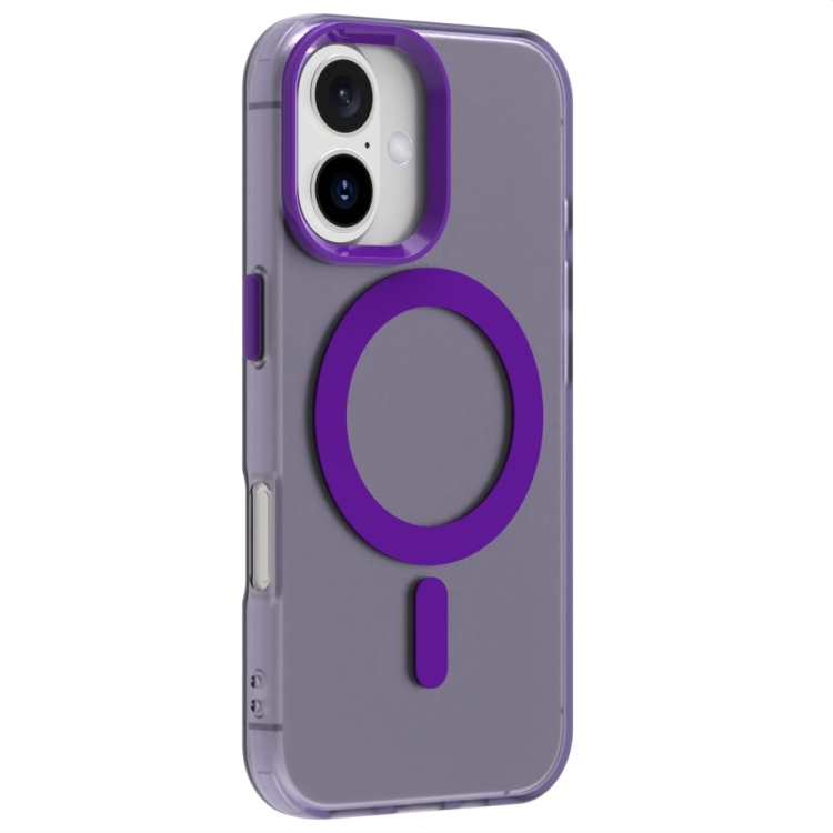 For iPhone 16 Candy Magsafe PC Hybrid TPU Phone Case(Purple) For iPhone 16 Candy Magsafe PC Hybrid TPU Phone Case(Purple)