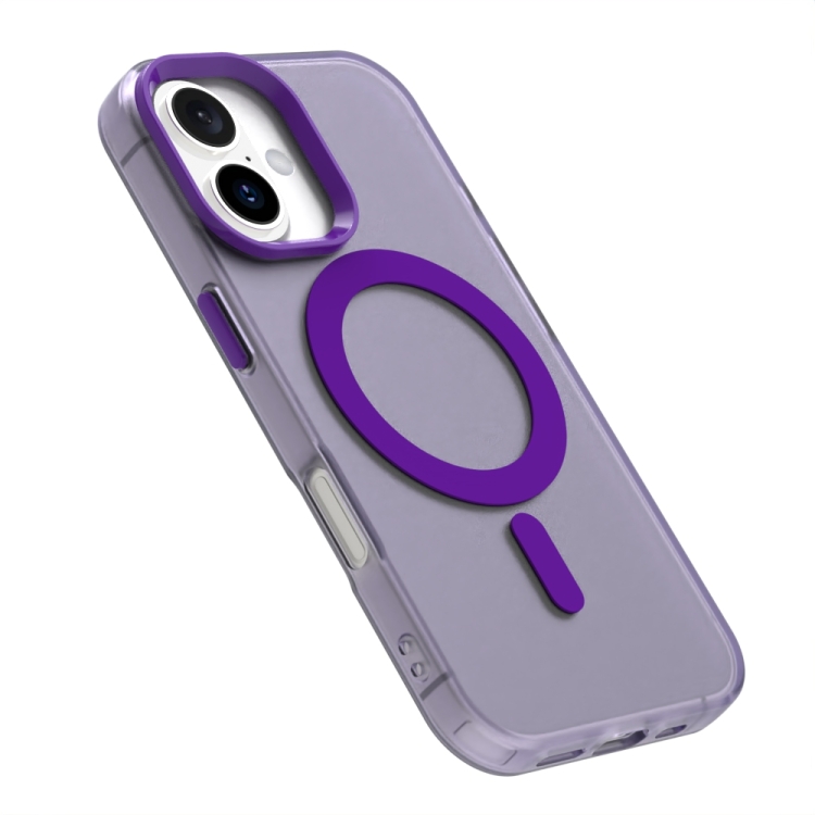 For iPhone 16 Candy Magsafe PC Hybrid TPU Phone Case(Purple) For iPhone 16 Candy Magsafe PC Hybrid TPU Phone Case(Purple)