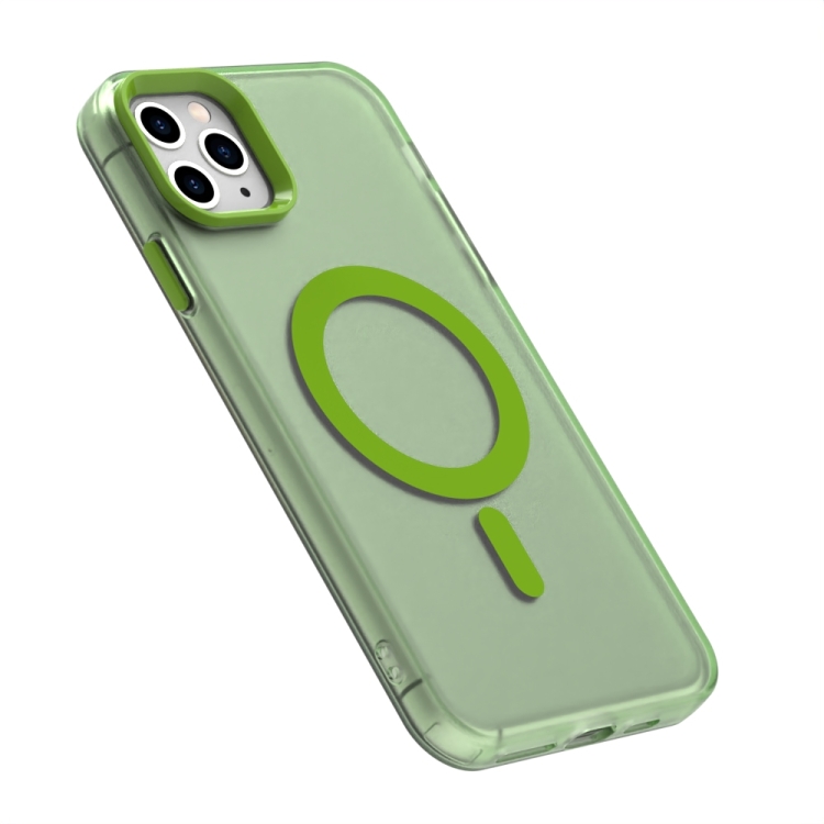 For iPhone 11 Pro Max Candy Magsafe PC Hybrid TPU Phone Case(Green)
