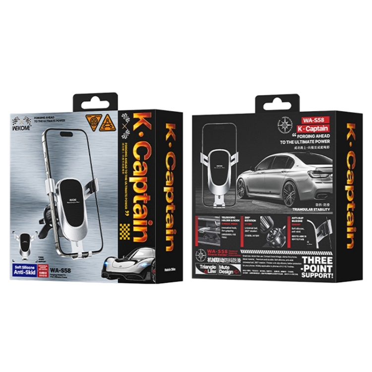 WEKOME WA-S58 K-Captain Metal Car Air Outlet Gravity Holder(Silver) WEKOME WA-S58 K-Captain Metal Car Air Outlet Gravity Holder(Silver)