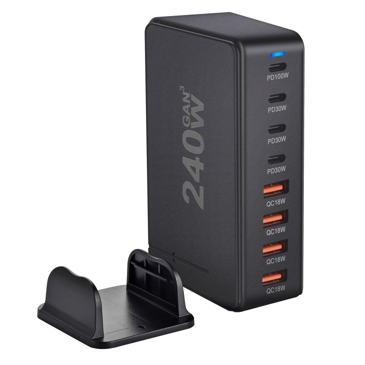 YMS-858 GaN 240W USB x 4, USB-C / Type-C x 4 Fast Charger, Plug Type:US Plug(White)