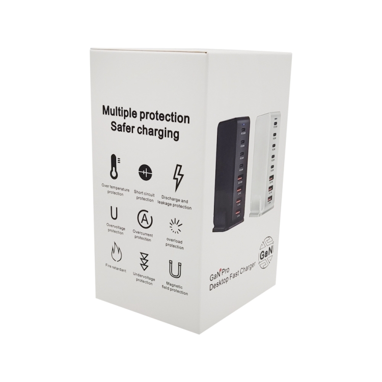 YMS-858 GaN 240W USB x 4, USB-C / Type-C x 4 Fast Charger, Plug Type:US Plug(White)