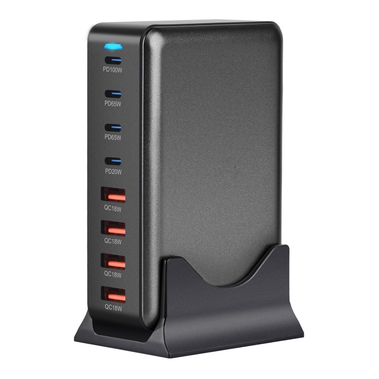 YMX-320W GaN 320W USB x 4, USB-C / Type-C x 4 Fast Charger, Plug Type:US Plug(Grey)