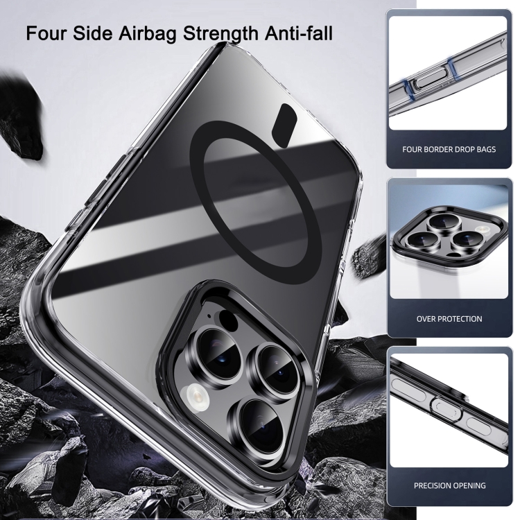 For iPhone 16 Pro Max Airbag PC Hybrid TPU Magsafe Phone Case(Clear Black) For iPhone 16 Pro Max Airbag PC Hybrid TPU Magsafe Phone Case(Clear Black)