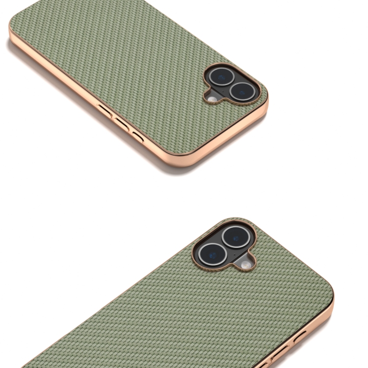 For iPhone 16 Nano Electroplating Carbon Fiber Texture Phone Case(Green) For iPhone 16 Nano Electroplating Carbon Fiber Texture Phone Case(Green)
