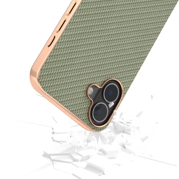 For iPhone 16 Nano Electroplating Carbon Fiber Texture Phone Case(Green) For iPhone 16 Nano Electroplating Carbon Fiber Texture Phone Case(Green)