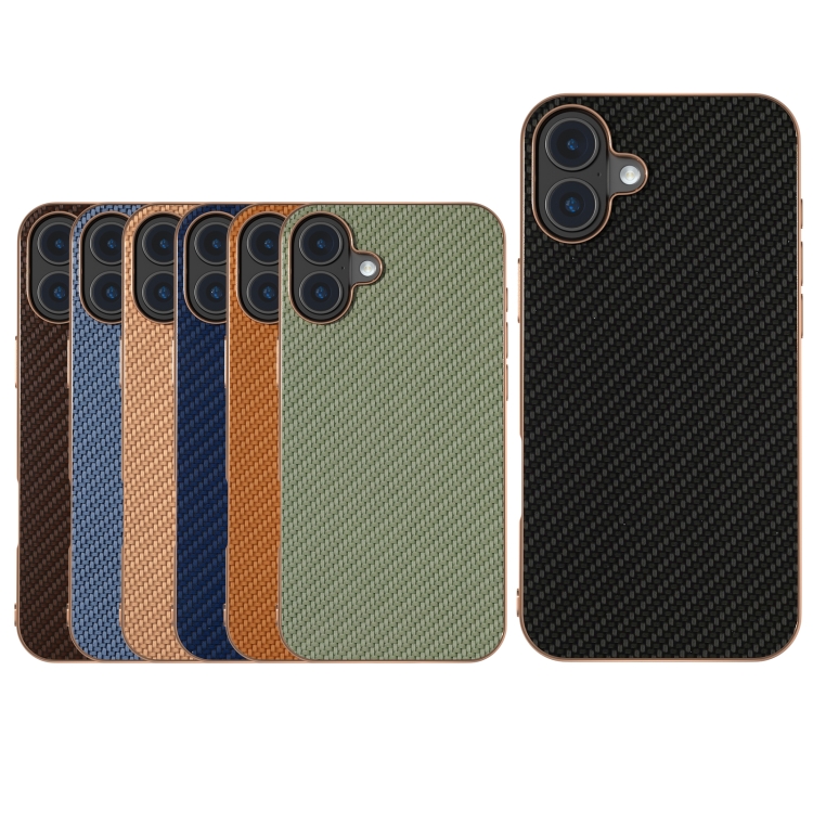 For iPhone 16 Nano Electroplating Carbon Fiber Texture Phone Case(Green) For iPhone 16 Nano Electroplating Carbon Fiber Texture Phone Case(Green)