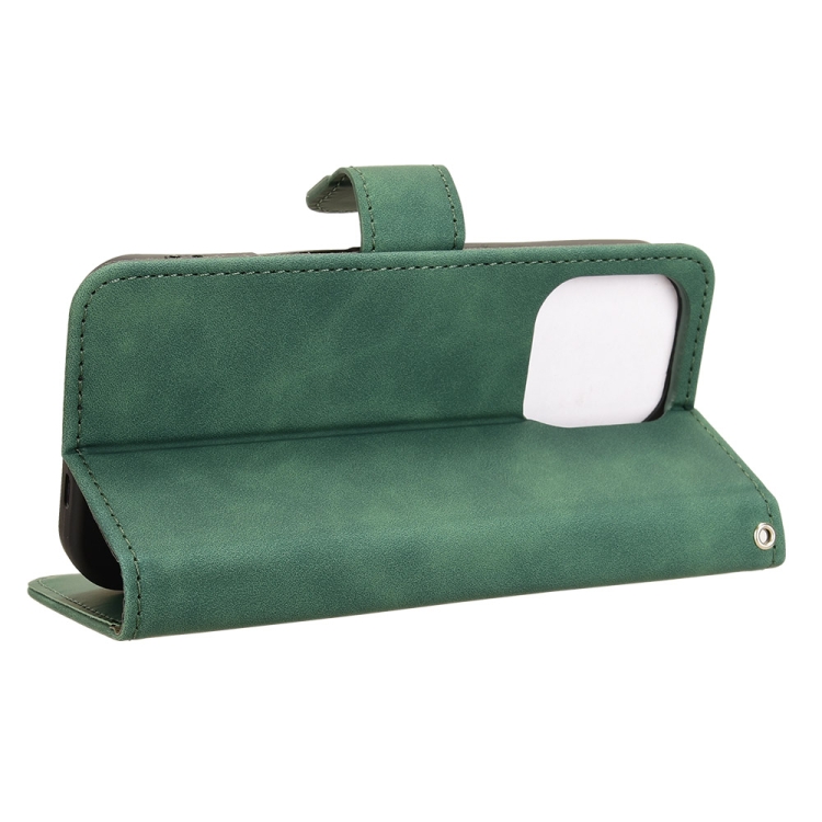For iPhone 16 Pro Skin Feel Magnetic Flip Leather Phone Case(Green) For iPhone 16 Pro Skin Feel Magnetic Flip Leather Phone Case(Green)