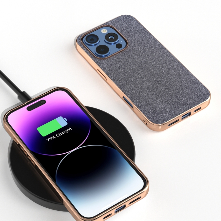 For iPhone 16 Pro Electroplating Frame Glitter Shockproof Phone Case(Black)