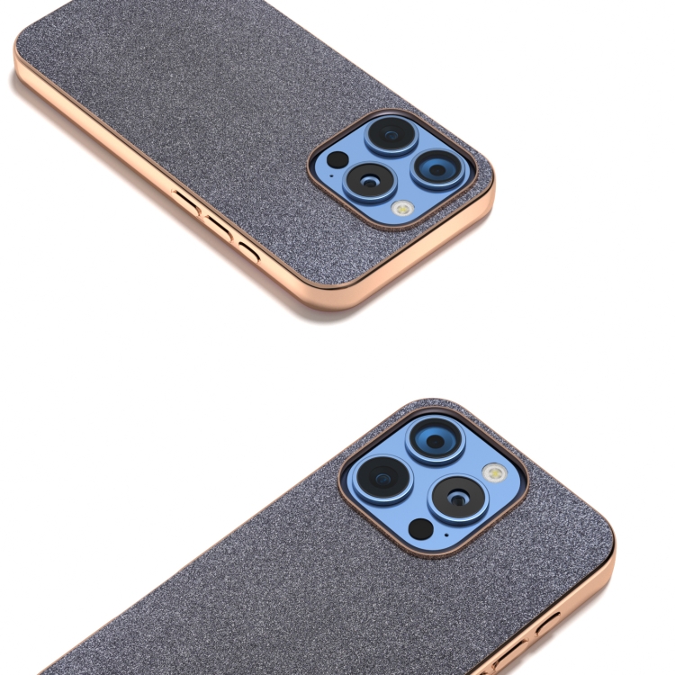 For iPhone 16 Pro Electroplating Frame Glitter Shockproof Phone Case(Black)
