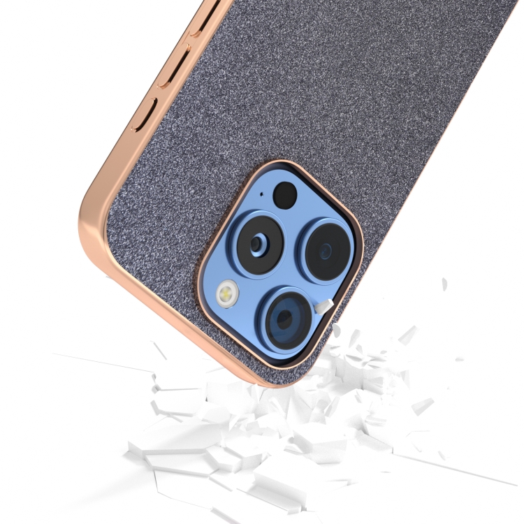 For iPhone 16 Pro Electroplating Frame Glitter Shockproof Phone Case(Black)