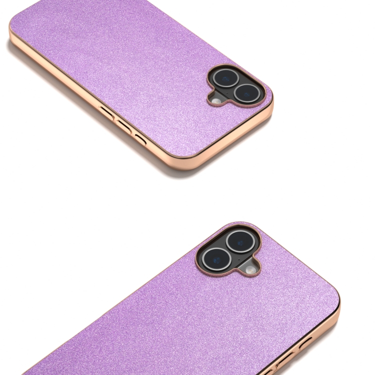 For iPhone 16 Electroplating Frame Glitter Shockproof Phone Case(Purple) For iPhone 16 Electroplating Frame Glitter Shockproof Phone Case(Purple)