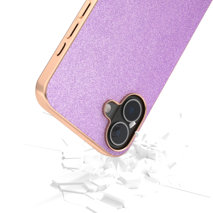 For iPhone 16 Electroplating Frame Glitter Shockproof Phone Case(Purple) For iPhone 16 Electroplating Frame Glitter Shockproof Phone Case(Purple)