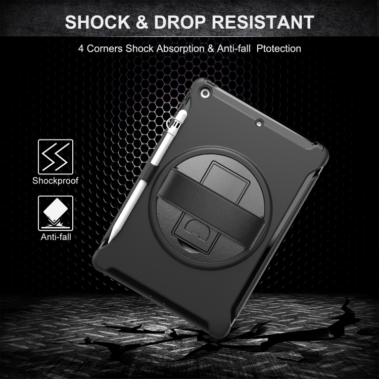 For iPad 10.2 360 Degree Rotation PC+TPU Protective Cover with Holder & Hand Strap & Pen Slot(Black) For iPad 10.2 360 Degree Rotation PC+TPU Protective Cover with Holder & Hand Strap & Pen Slot(Black)