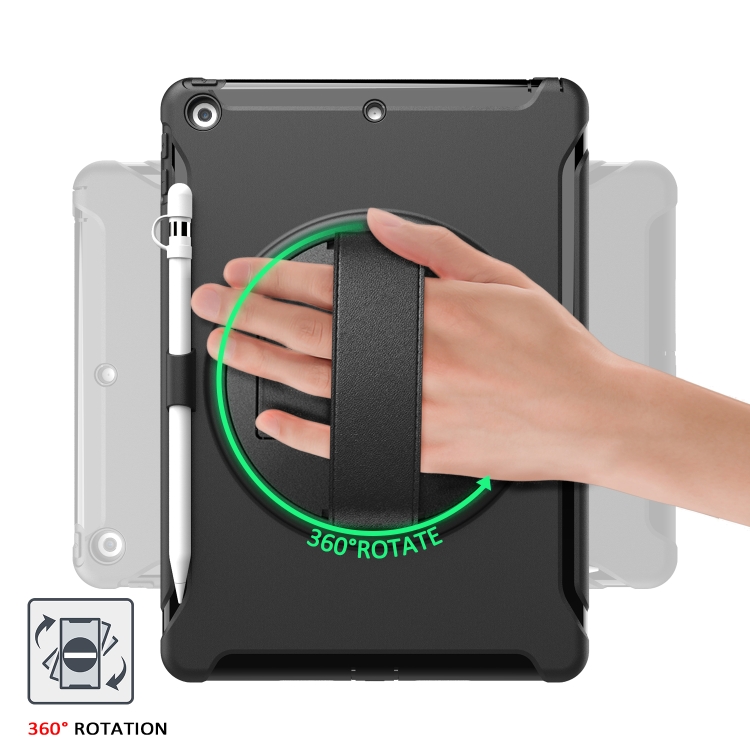 For iPad 10.2 360 Degree Rotation PC+TPU Protective Cover with Holder & Hand Strap & Pen Slot(Black) For iPad 10.2 360 Degree Rotation PC+TPU Protective Cover with Holder & Hand Strap & Pen Slot(Black)