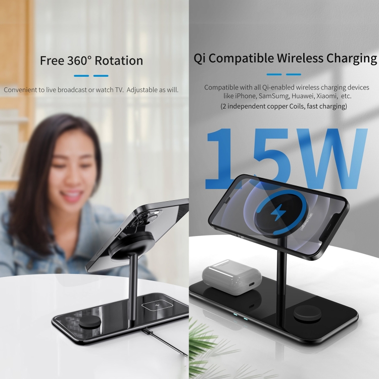 SW12 3 in 1 Metal Magnetic Wireless Charger(White) SW12 3 in 1 Metal Magnetic Wireless Charger(White)