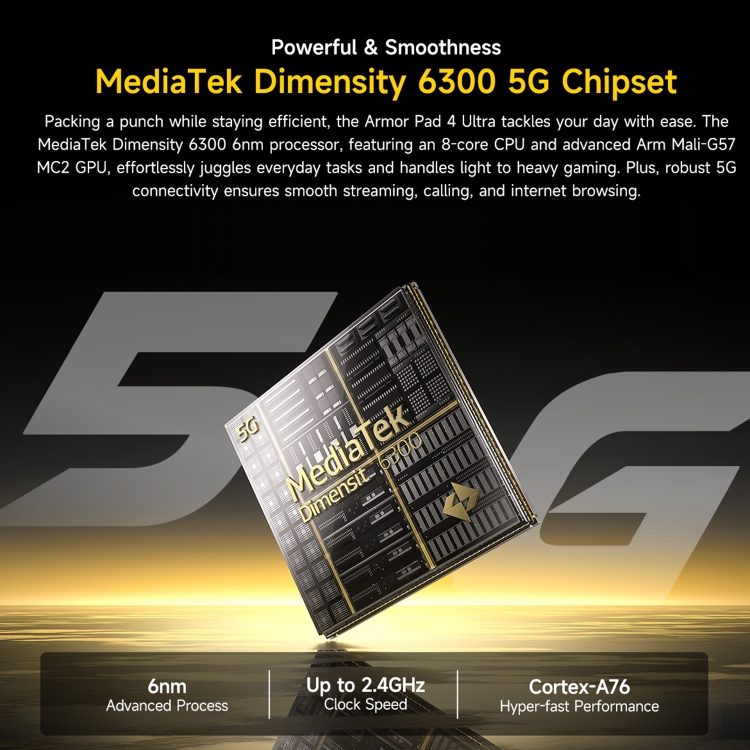 [مستودع هونج كونج] جهاز Ulefone Armor Pad Ultra Rugged Tablet PC،  8GB+256GB، شاشة بوصة، Android 14، MediaTek Dimensity 6300 Octa Core  5G