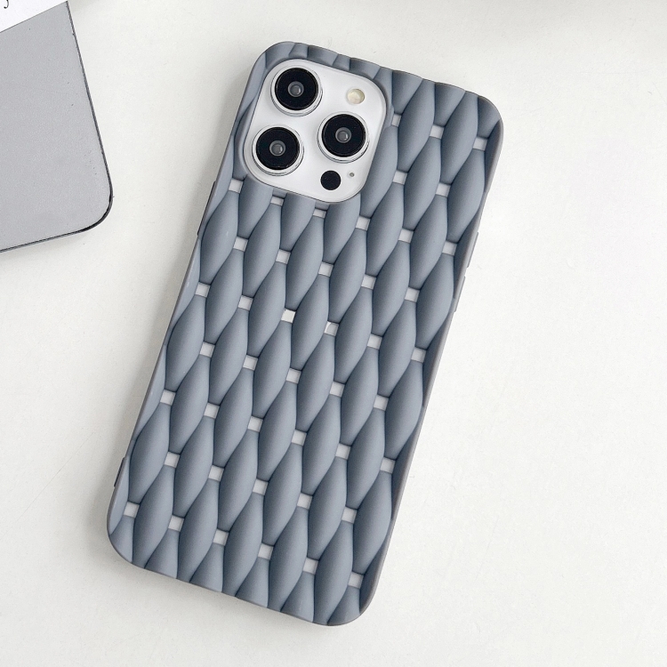 For iPhone 14 Pro Weave Cooling Solid Color TPU Phone Case(Grey) For iPhone 14 Pro Weave Cooling Solid Color TPU Phone Case(Grey)
