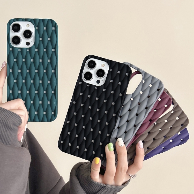 For iPhone 16 Weave Cooling Solid Color TPU Phone Case(Black) For iPhone 16 Weave Cooling Solid Color TPU Phone Case(Black)